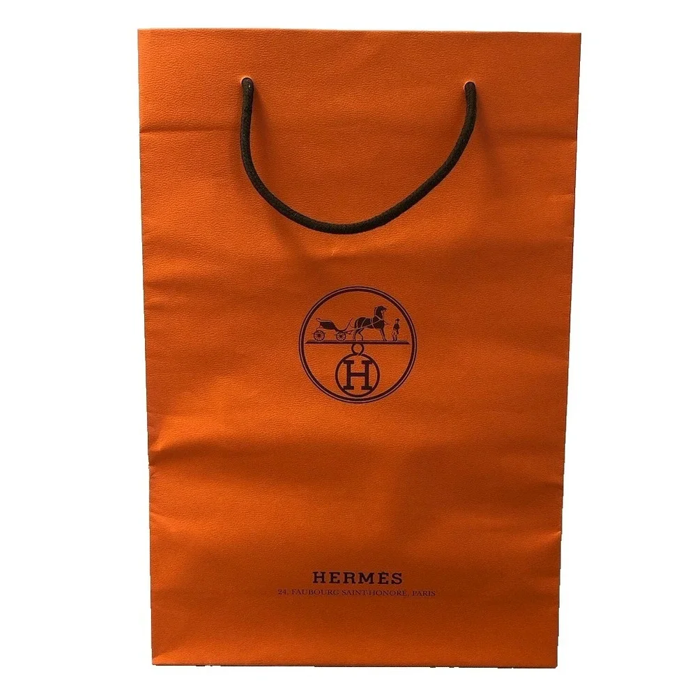 Hermes Authentic Orange Gift Paper Shopping Bag Medium Rectangle 16.5x11x4